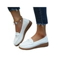 thumbnail image 3 of Fangasis Women Flats Lightweight Boat Shoes Slip On Loafers Nurse Casual Moccasin White 5.5, 3 of 8