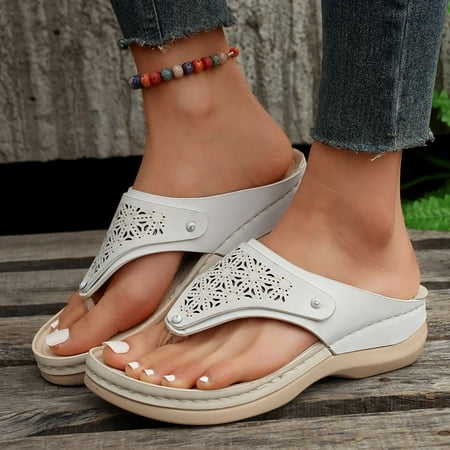 

MPWEGNP Sandals Women Fashion Summer Solid Wedges Breathable Slip On Open Toe Comfortable Beach Shoes Slippers Slides