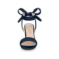 thumbnail image 5 of BLISSFUL STEP Women's Sandals Ankle Tie Back Open Toe Block Heels Navy Blue 10.5, 5 of 7