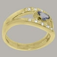 thumbnail image 3 of LBG British Made 10k Yellow Gold Natural Tanzanite & Cubic Zirconia Womens Band Ring - 33 size options - Size 10, 3 of 7