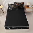 thumbnail image 4 of Castle Fairy Basketball Print Zipper Twin Comforter Sets with Fitted Sheet and 2 Pillowcases, Hoop Silhouette Pattern Zipper Bedding Set, Black Gold White,4-Piece,Black Reversible, 4 of 6
