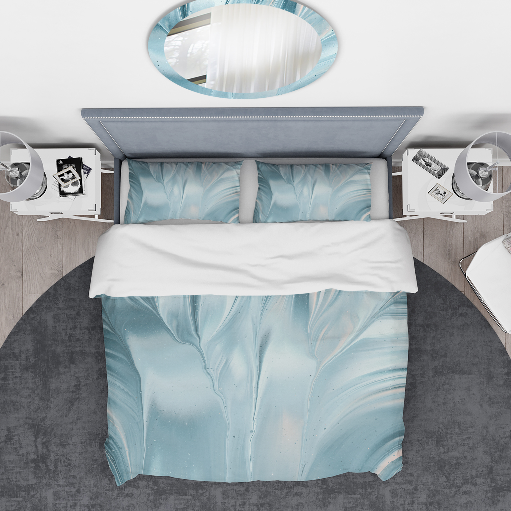 Designart 'Blue Modern Water III' Geometric Duvet Cover Set