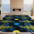 thumbnail image 2 of Design&I 8'x10' Washable Area Rug Sleek Flatweave Pet Friendly Funky Audio Recording Art With Repeating Circle And Bar Graphics for King Size Bedroom, Under Bed, 2 of 7