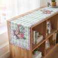 thumbnail image 6 of Easter Bunny Roses Table Runner, Pink Floral Spring Green Buffalo Plaid Washable Cotton Linen Table Runners 48 Inches Long, Dresser Scarf Runner for Nightstand/Coffee/End Tables 13''x48'', 6 of 9