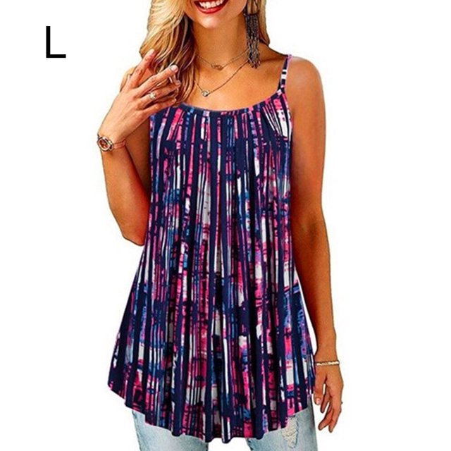 ziyahi Hauts d'Été à Bretelles Col Rond Camisole Sans Manches Imprimée Vêtements pour Femmes, Type 6, L