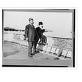 thumbnail image 2 of Historic Framed Print, [Cipriano Castro, standing, facing right, looking over wall, alongside another man], 17-7/8" x 21-7/8", 2 of 9