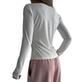 thumbnail image 4 of Seamless Women'S Long Sleeve Crop Yoga Top - High Stretch, Ideal for Gym & Yoga White XL, 4 of 9