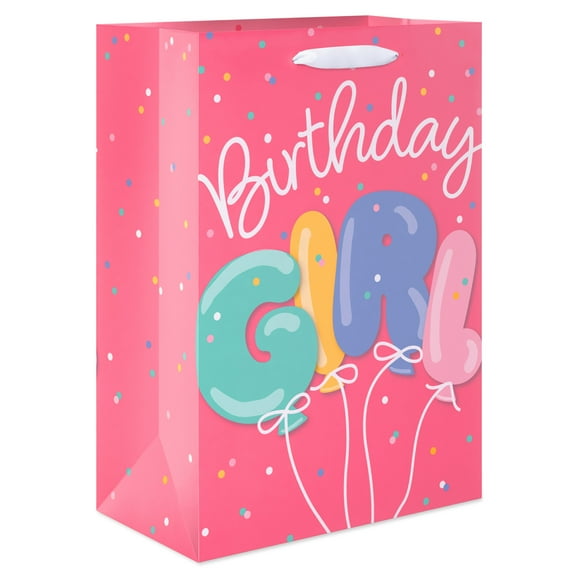 American Greetings 10 in. Medium Pink Birthday Gift Bag for Girl, Pink Balloons (1-Count)