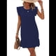 thumbnail image 2 of Vestidos de Verano para Mujer, Cuello Redondo, Corta, Dobladillo con Volantes, Vestido Mini Informal, Azul Oscuro, Talla M, 2 of 7