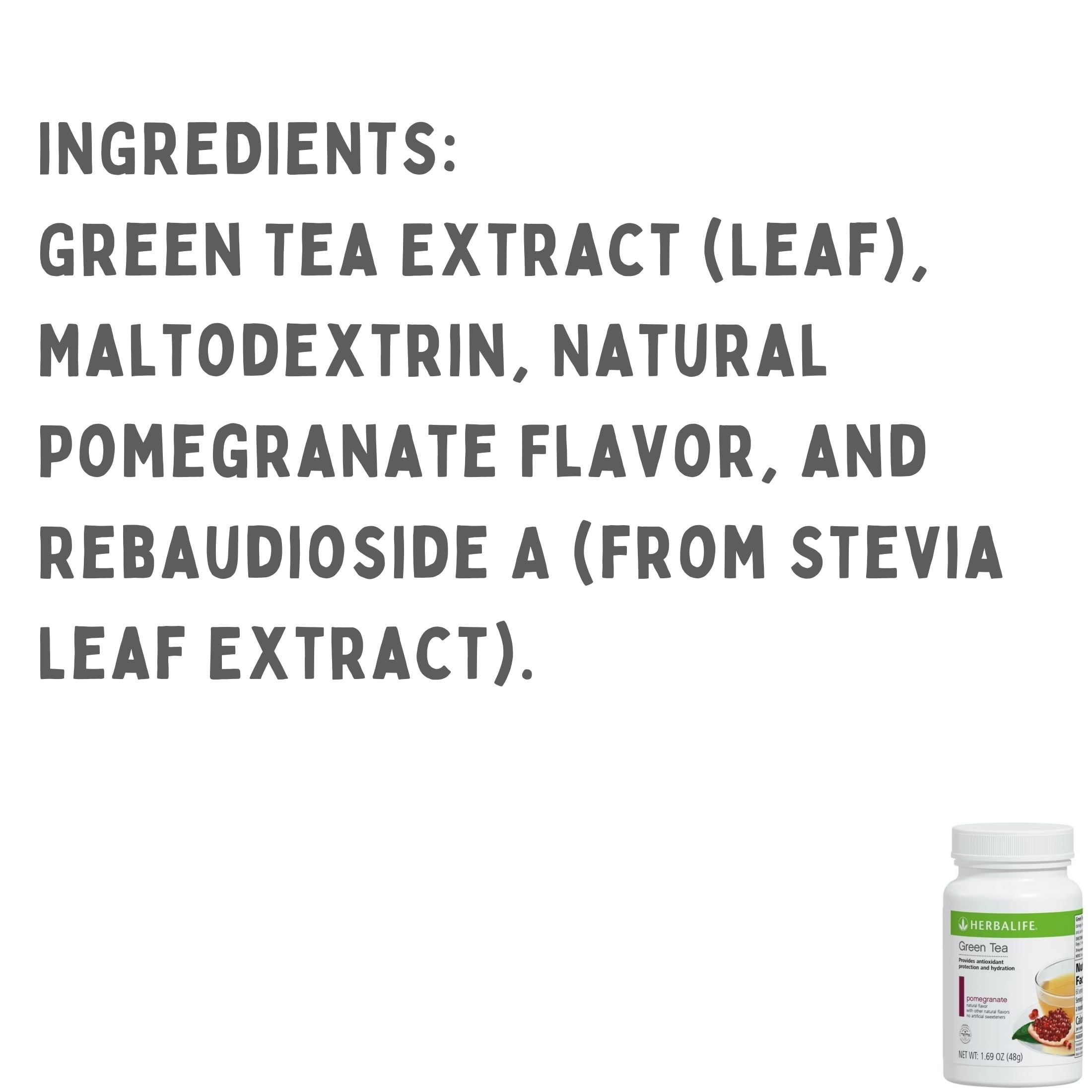 Herba life. Green Tea: Pomegranate Flavor - Natural Flavor 1.69 Oz. (48g) with Shaker Bottle