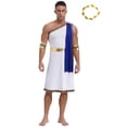 thumbnail image 2 of YiZYiF Mens Halloween Ancient Greek Cosplay Costume Roman Toga Caesar Party Fancy Dress Up Set Blue-A 3XL, 2 of 7