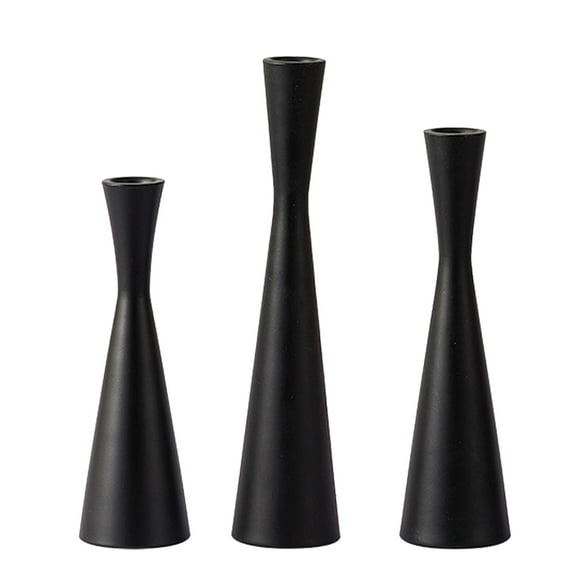 QIAOIDEA Set of 3 Black Metal Taper Candlestick Holders, Vintage and Modern Decorative Centerpiece Candlestick Holder for Table Mantel Wedding, Party, Halloween Gift