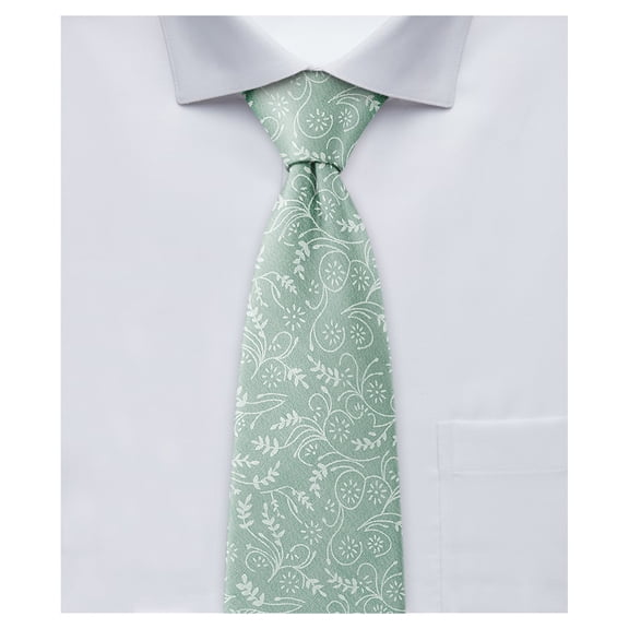 Jacob Alexander Boys' 14 inch Floral Pre-Tied Zipper Cotton Neck Tie - Dusty Sage