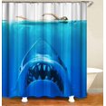 thumbnail image 1 of Cortina de ducha con forma de tiburón, juego de cortinas de ducha divertidas con temática oceánica (180 x 200 cm), 1 of 5