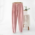thumbnail image 2 of ABATAB Women Pajama Pants Cozy Fluffy Soft Fleece Lined Sleepwear Elastic Waisted Drawstring Casual Baggy Cinch Bottom, 2 of 3
