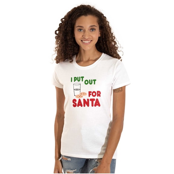 I Put Out For Santa Christmas Cookies Womens Fitted Plus Size Graphic Tee Brisco Brands 2X