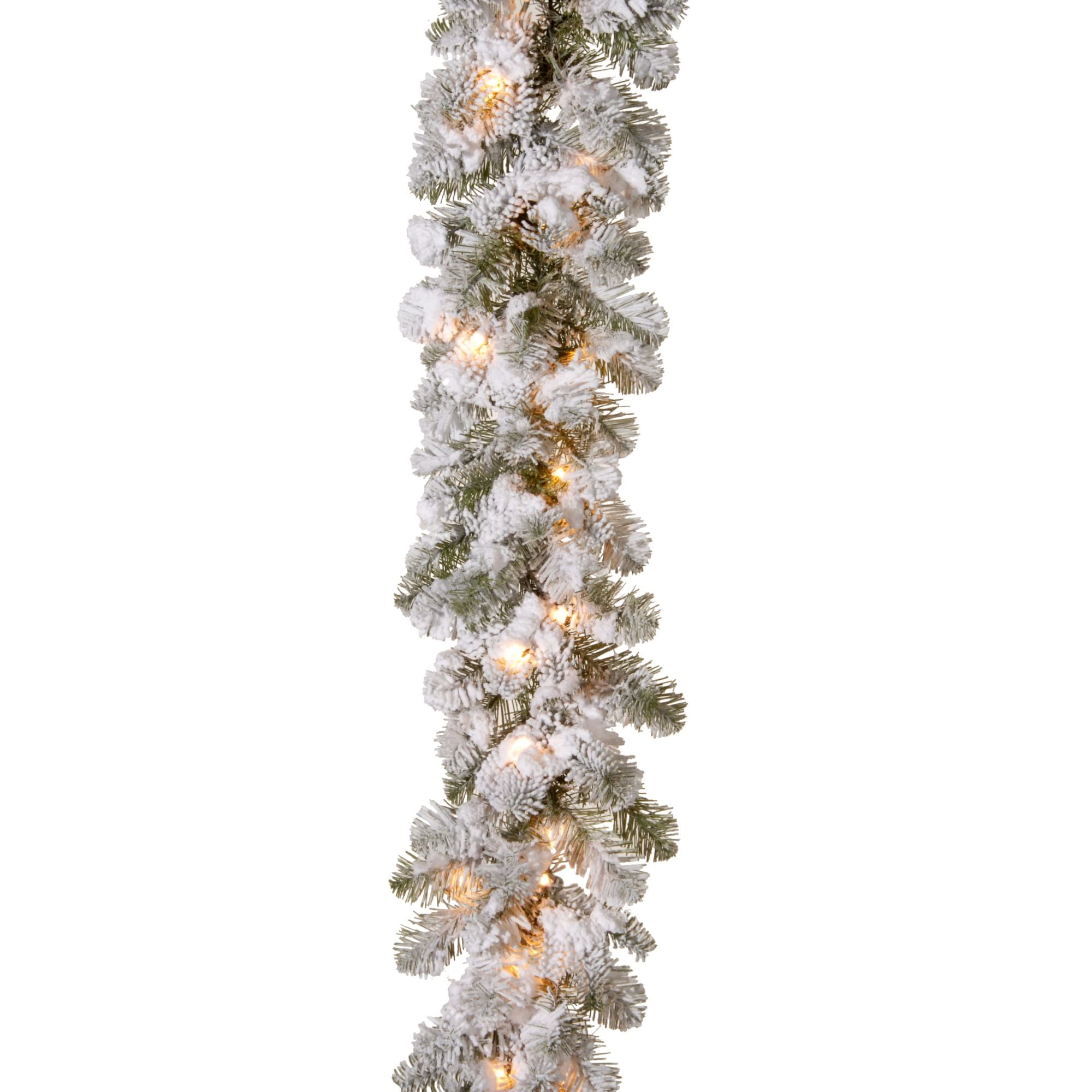 9' x 12" PreLit Snowy Camden Artificial Christmas Garland Clear Lights