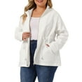 thumbnail image 5 of Agnes Orinda Women's Plus Size Jackets Long Sleeve Drawstring Waist Anorak Coats with Pockets 5X White, 5 of 7