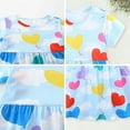 thumbnail image 4 of Girls Dresses Kids Baby Girls Summer Striped Print Bird Embroidered Short Sleeve Casual Dress Baby Dress Sky Blue 2 Years-3 Years, 4 of 7