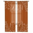 thumbnail image 3 of Burnt Orange Fall Sheer Curtains 84 Inches Long 2 Panels Set, Window Sheer Curtains for Living Room/Bedroom, Thanksgiving Eucalyptus Leaves Abstract Light Filtering Rod Pocket Curtain 52'' x 84'' x 2, 3 of 7