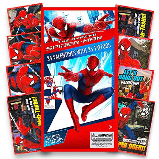 32 Valentines Marvel Spiderman with stickers classroom 