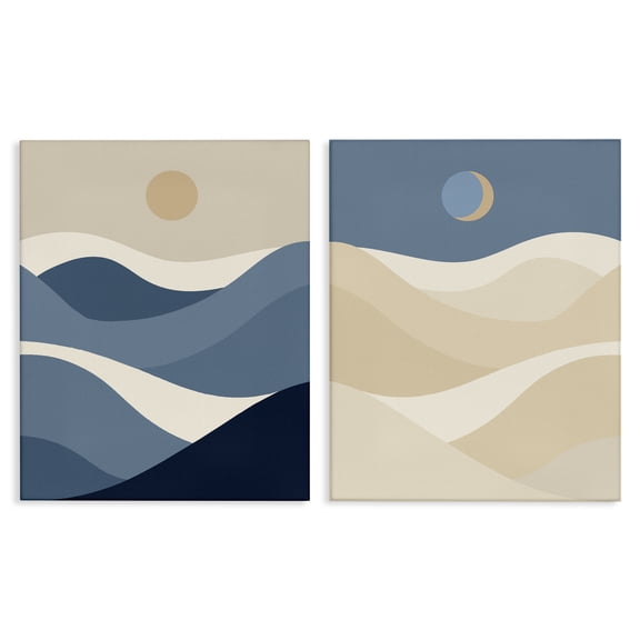 Stupell Industries Moon Over Soft Ripples Landscape & Nature Painting Wrapped Canvas Art Print Wall Art, 16 x 20, Set of 2