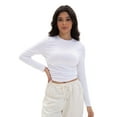 thumbnail image 5 of Women's Long Sleeve Tops Casual Going Out Crop Tops Basic Layering Workout Tight Slim Fitted Cropped T Shirts Trendy, 5 of 6