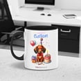 thumbnail image 2 of Happy Birthday Cute Puppy Dachshund with Cake Gifts Party Hat 11oz Accent Two-tone Mug Wiener Dog Lover Gifts Idea Coffee Tea Cup - 00029, 2 of 5
