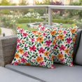 thumbnail image 4 of Red Yellow Floral Pillow Covers 2 Pack Retro Spring Leaves Flowers Pillowcase Waterproof Outdoor Throw Pillow Cover for Patio Garden Square Cushion 16”x16”, 4 of 9