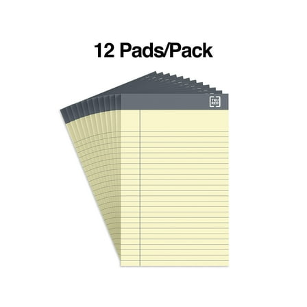 Staples TRU RED Notepads 5" x 8" Narrow Ruled Canary 50 Sheets/Pad 24/Carton TR59901/TR573VS