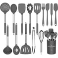 thumbnail image 1 of Juego de utensilios de cocina de silicona, juego de 15 piezas de utensilios de cocina Umite Chef, antiadherentes, resistentes al calor, sin BPA, mango de acero inoxidable, batidor, gris, 1 of 6