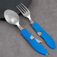 thumbnail image 3 of Eoperou Portable Folding Cutlery: Heavy Duty Metal Travel Picnic Hiking Backpacking Multifunctional Detachable Fork Spoon Fruit Cutter, 3 of 8
