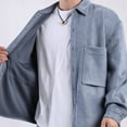 thumbnail image 4 of Sueded Shackets Jackets for Men with Pockets Long Sleeve Coats Mens Casual Solid Color Button-Down Collared Office Work Outerwear Shirts, 4 of 4