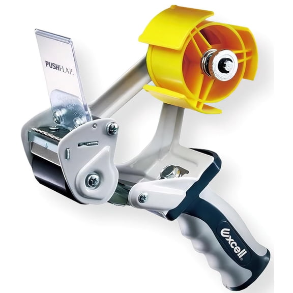Excell PUSHFLAP 2-Inch Packing Tape Dispenser with 2 Rolls – Tape Gun for Box Sealing, Carton Sealing, and Packaging
