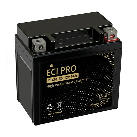YTX5L-BS Motorcycle battery 12V 5AH - AGM battery, 125CCA Maintenance Free