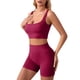 thumbnail image 1 of Conjunto de entrenamiento sin costuras de 2 piezas para mujer: pantalones cortos de yoga de cintura alta y camiseta sin mangas, sujetador incorporado, nailon/spandex, S-XL, 1 of 5
