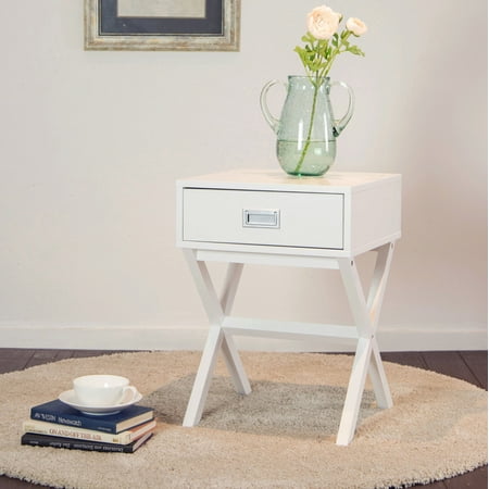 Glitzhome Modern Wooden X-leg Nightstand End Table with 1 ...