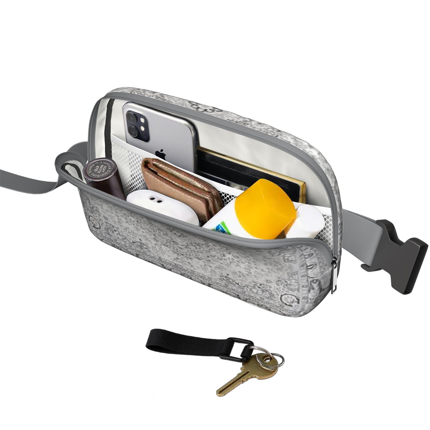 Mini Fanny Pack Boho Style Pattern Belt Bag for Women, Fashionable Waterproof Waist Pack with Adjustable Strap for Workout Running Traveling Hiking Cycling