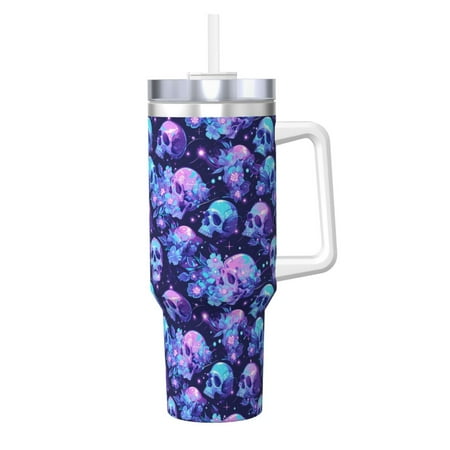 

KLL crystal Skull flower star Print 40oz Stainless Steel Insulated Car Cup Coffee Mug with Spillproof Lid - Keep Your Drink Hot or Cold on the Go