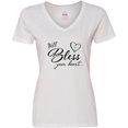 thumbnail image 3 of Inktastic Well Bless Your Heart with Calico Print Women's V-Neck T-Shirt, 3 of 5