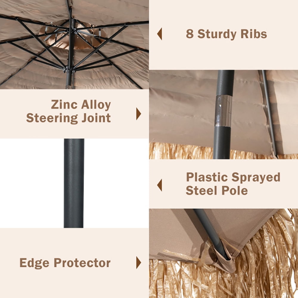 Aimee Lii 10 Feet Hawaiian Style Thatched Tiki Patio Umbrella for Beach and Poolside, Patio Table Umbrella