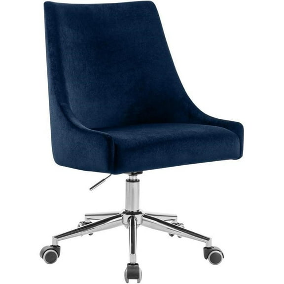 Scranton & Co Velvet Swivel Adjustable Office Chair with Casters in Navy