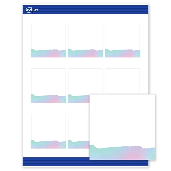 Avery Square Business Cards, Watercolors Design, 2.5" x 2.5", 90ct