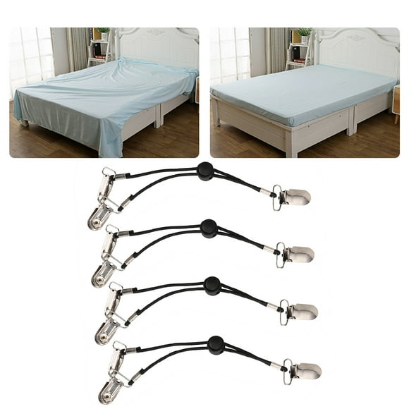 Sheet Fastener, Sheet Straps, Bed Sheet Grippers Sheet Holders for Corners Multifunction for Bedroom Fitted Sheet Black