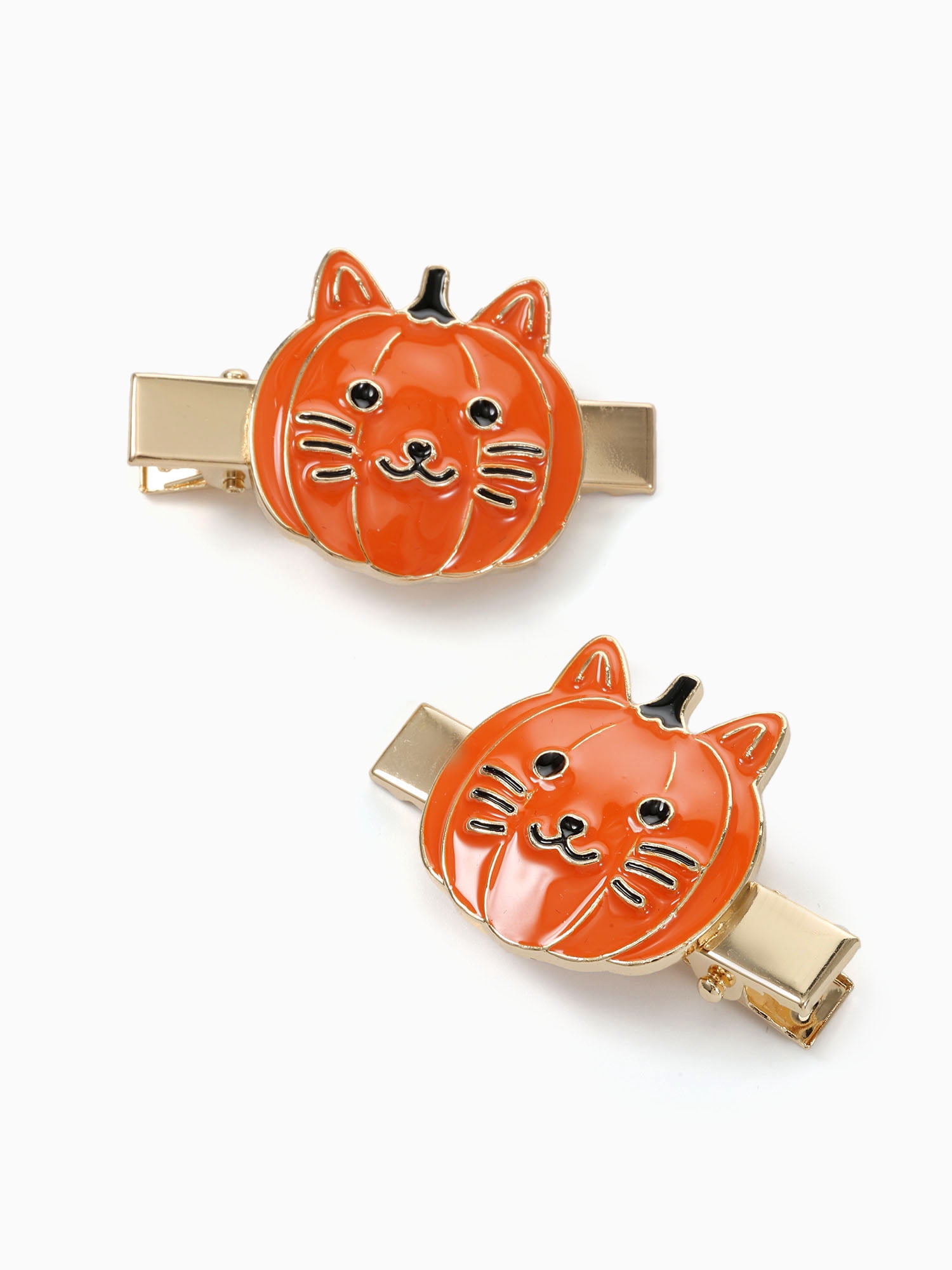 Way to Celebrate Jack-O-Lantern Cat Halloween Hair Clip Set, 2 Pieces