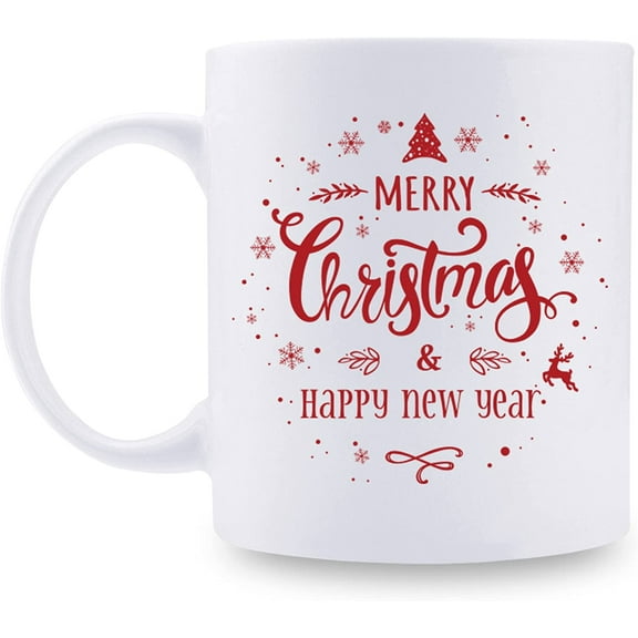 Xmas Gifts for Women Men - Merry Christmas & Happy New Year 11oz Coffee Mug