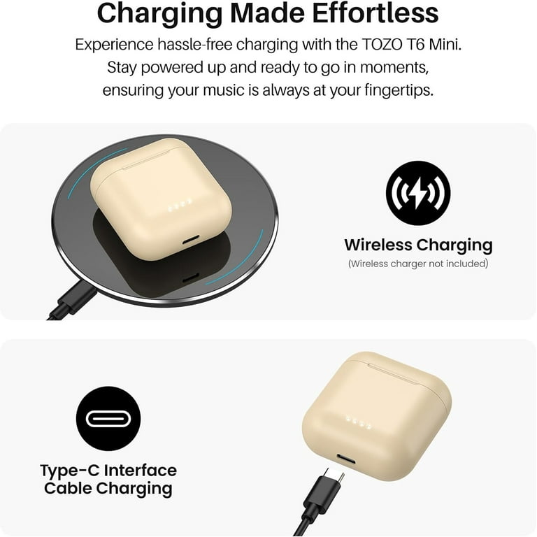 TOZO T6 Wireless Earbuds Bluetooth 5.3 Headphones Ergonomic Design in Ear Headset 50Hrs Playtime with Wireless Charging Case APP EQ Customisable IPX8 Waterproof New Upgraded Version Walmart