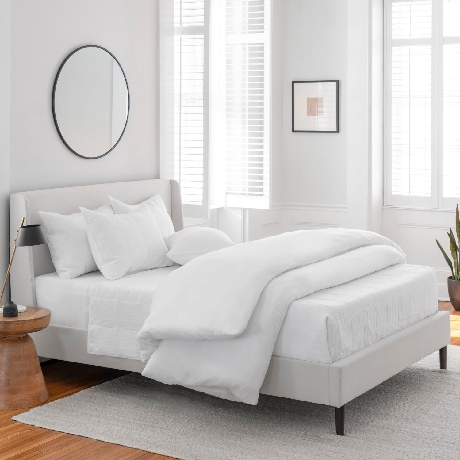 The Welhome 100 Cotton 110 TC Relaxed Linen King Duvet Cover Set White