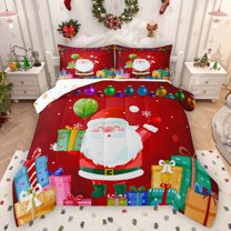 Homewish Cute Santa Claus Full Size Comforter Sets,Colorful Christmas Gifts Bedding Comforter Set,Merry Xmas Bedding Sets For Girls Kids,Super Cozy Room Decor Reversible,3 Pieces