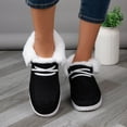 thumbnail image 6 of NIBOLOG 1 Pair Winter Women Cotton Shoes Furry Thick Plush Flat Sole Lace Up Thermal Heat Retention Slip-on Anti-skid Wear-resistant Snow Shoes, 6 of 7
